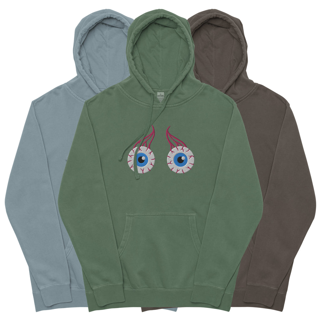 EYEBALL EMBROIDERED PIGMENT-DYED HOODIE