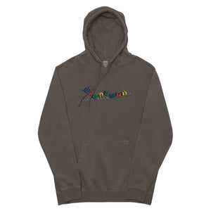 TRAIN OF THOUGHT(S) EMBROIDERED PIGMENT-DYED HOODIE