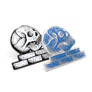 Skull Brick enamel pin