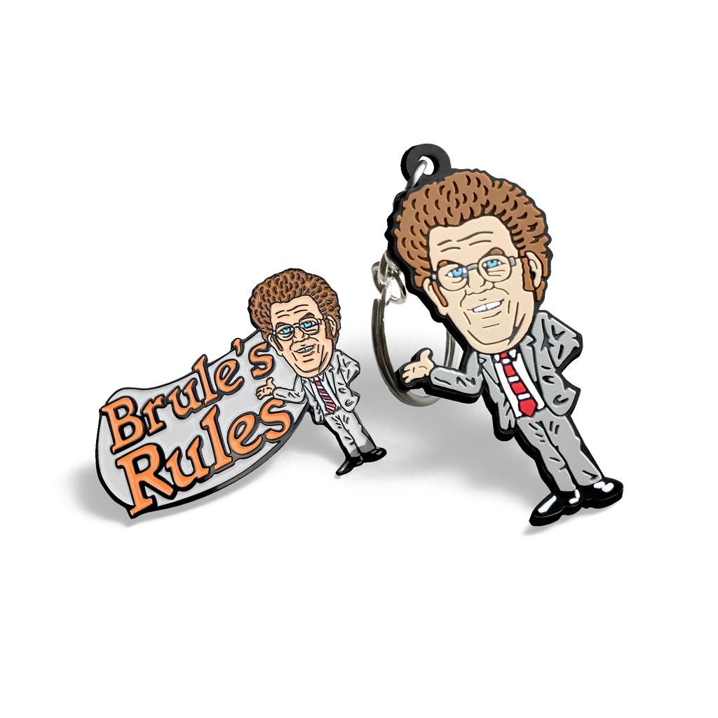 Dr. Steve Brule enamel pin and keychain set