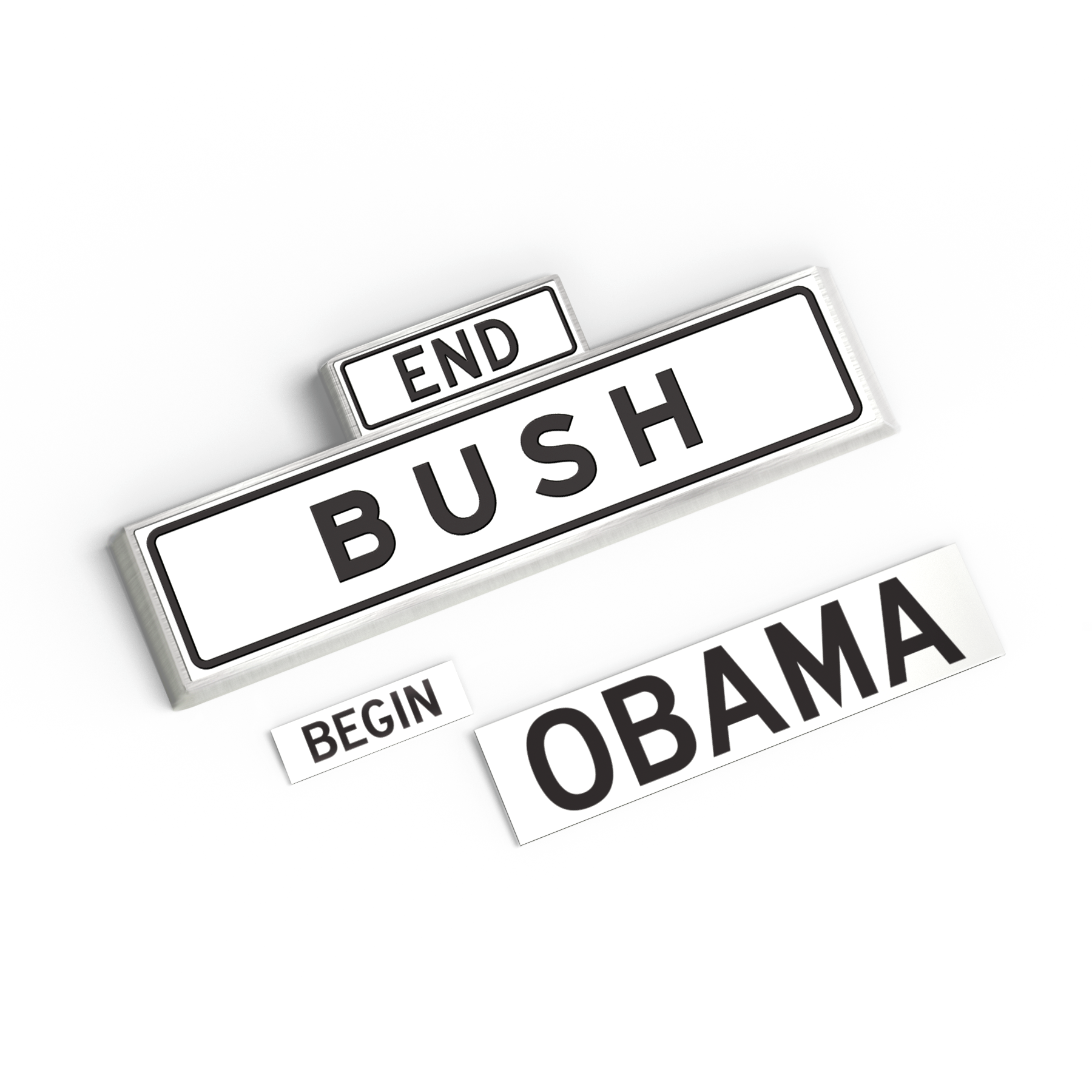 Bush/Obama Street enamel pin and sticker set