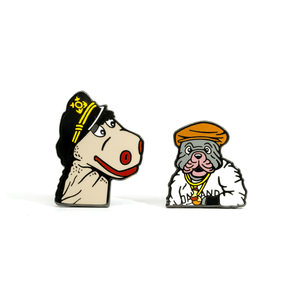 Charley and Humphrey enamel pin set