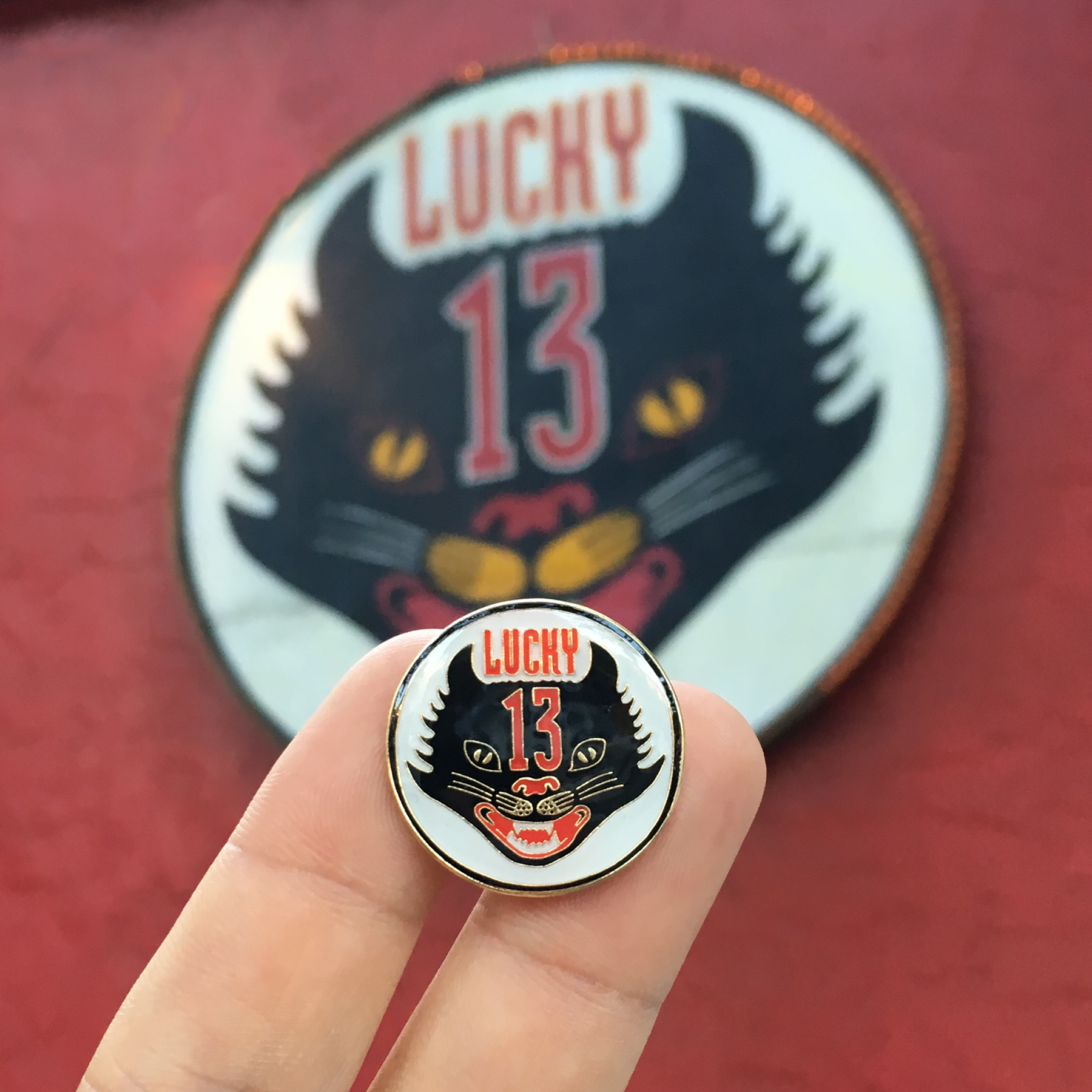 Lucky 13 enamel pin