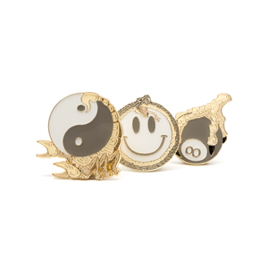 Smiley/8Ball/YinYang enamel pins