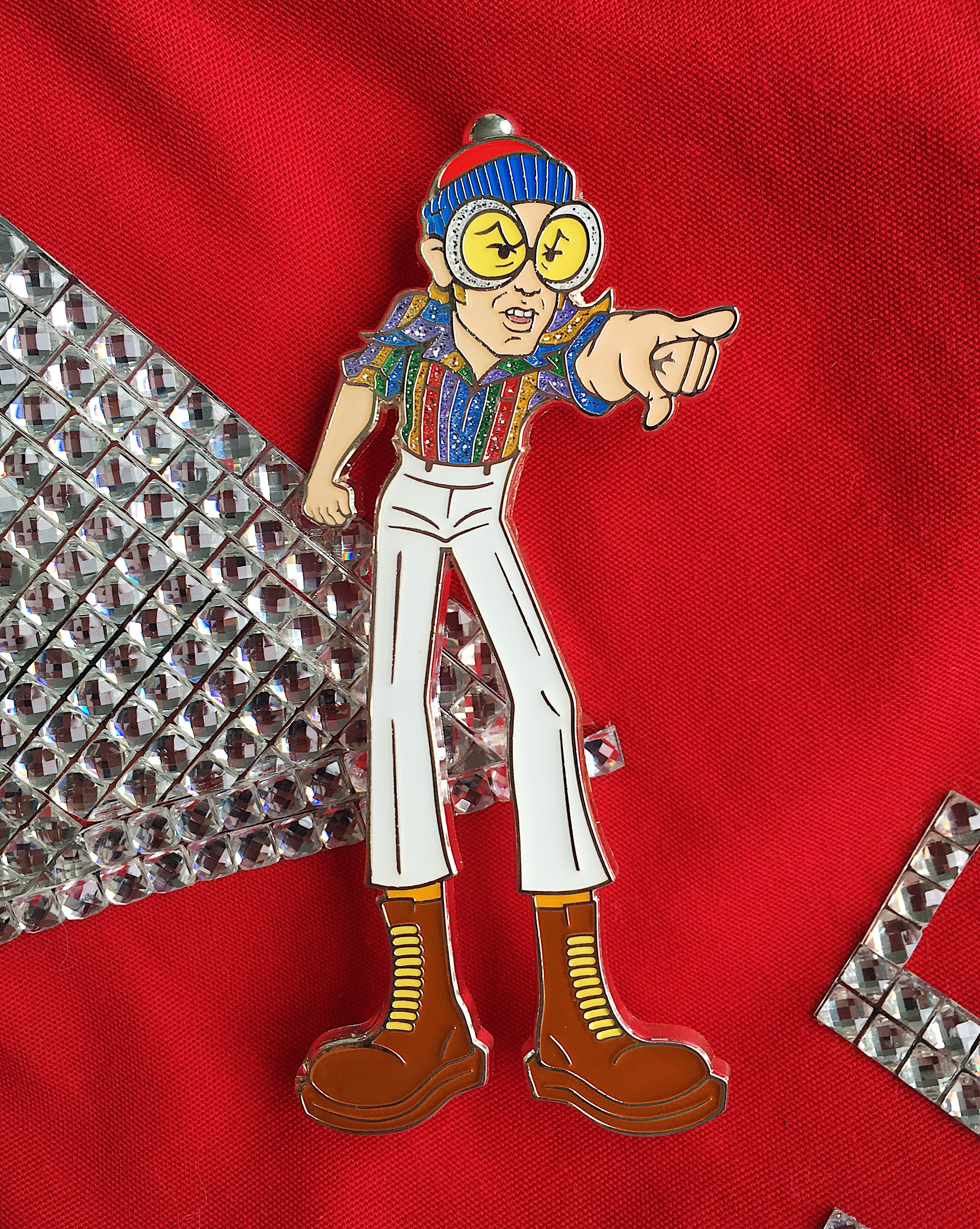 Elton John Pinball Wizard enamel pin