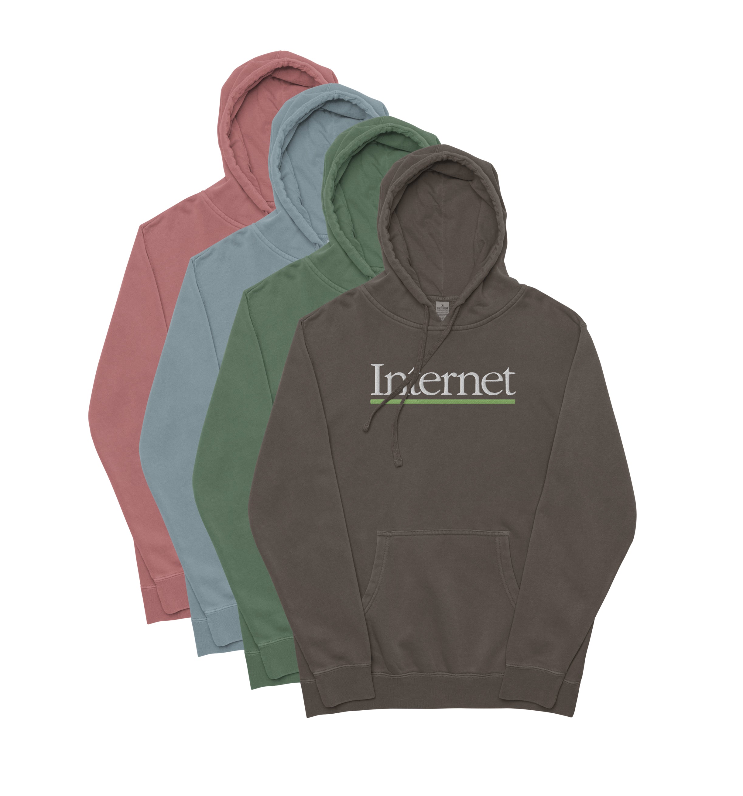 Internet embroidered pigment-dyed hoodie