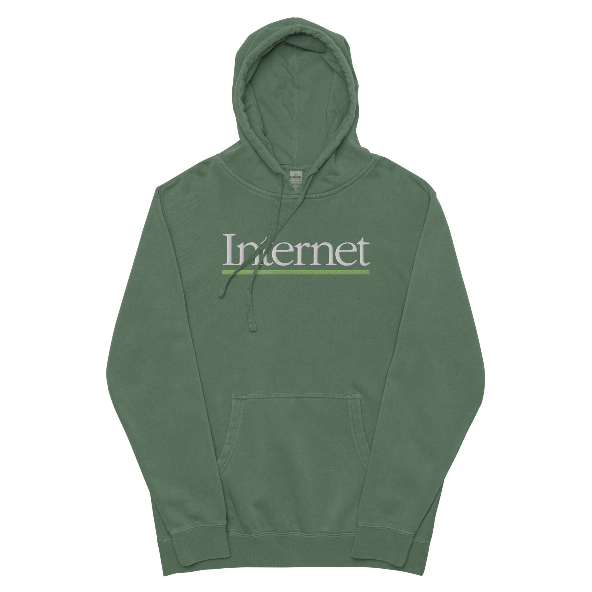 Internet embroidered pigment-dyed hoodie