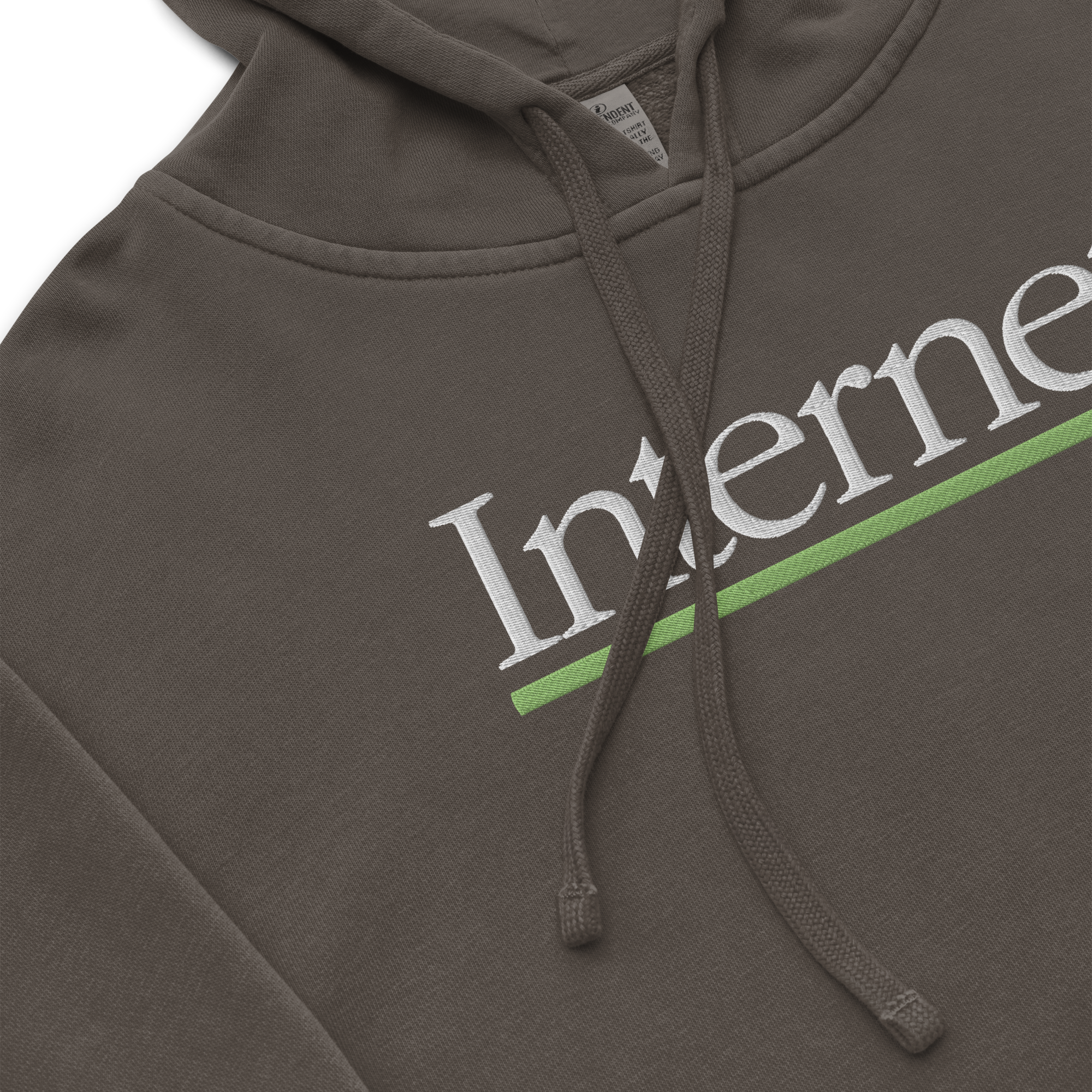 Internet embroidered pigment-dyed hoodie