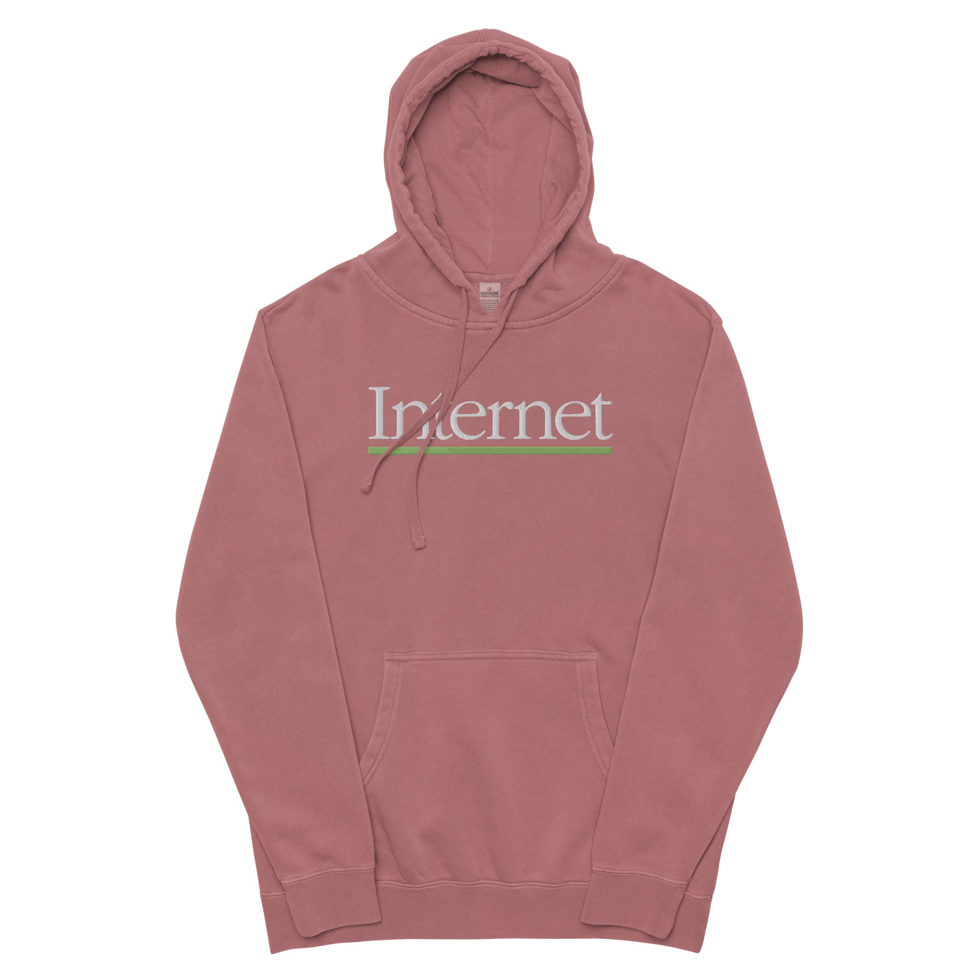 Internet embroidered pigment-dyed hoodie